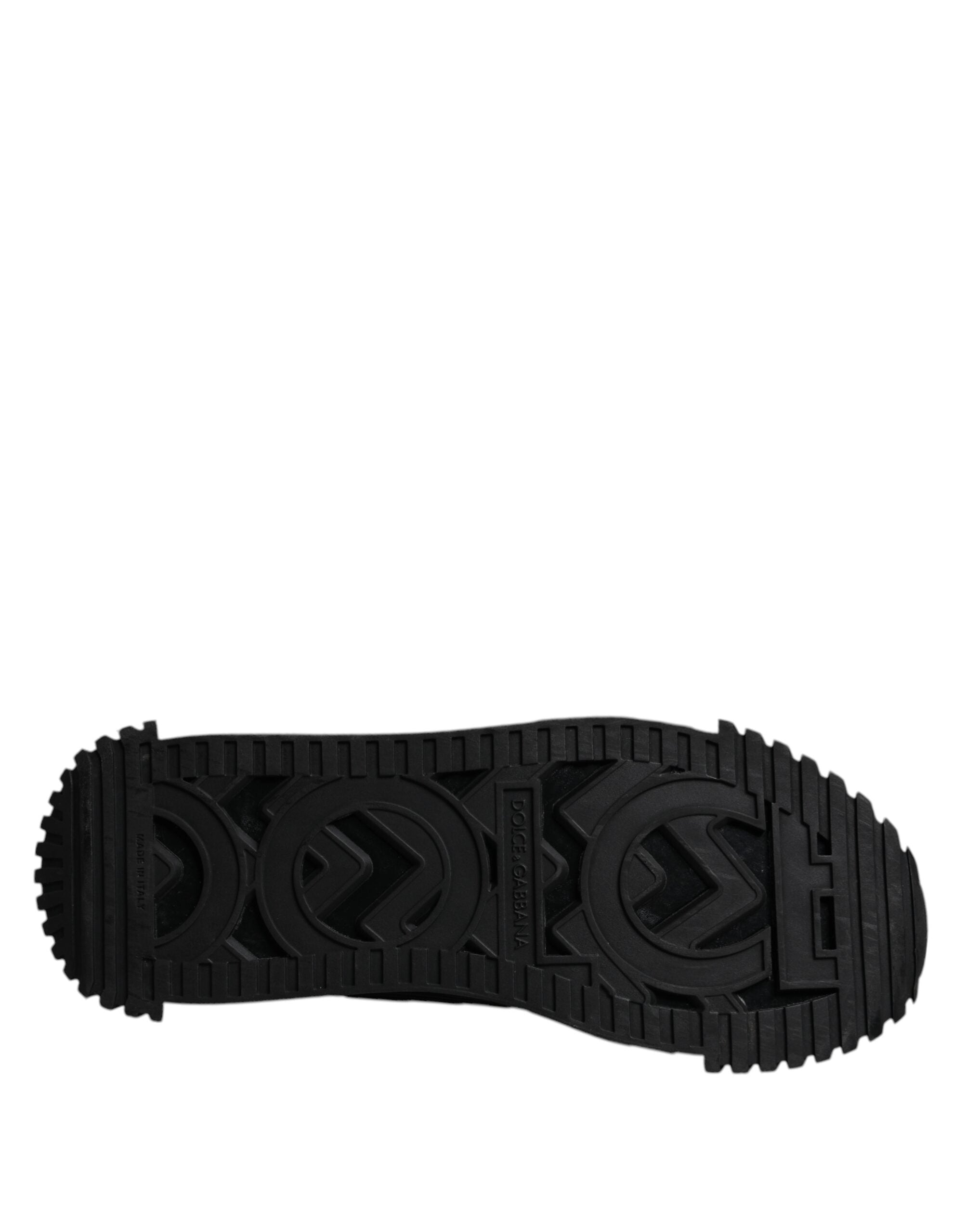 Chaussures sneakers basses noires Dolce & Gabbana logo en dentelle et laçage, style moderne et élégant.
