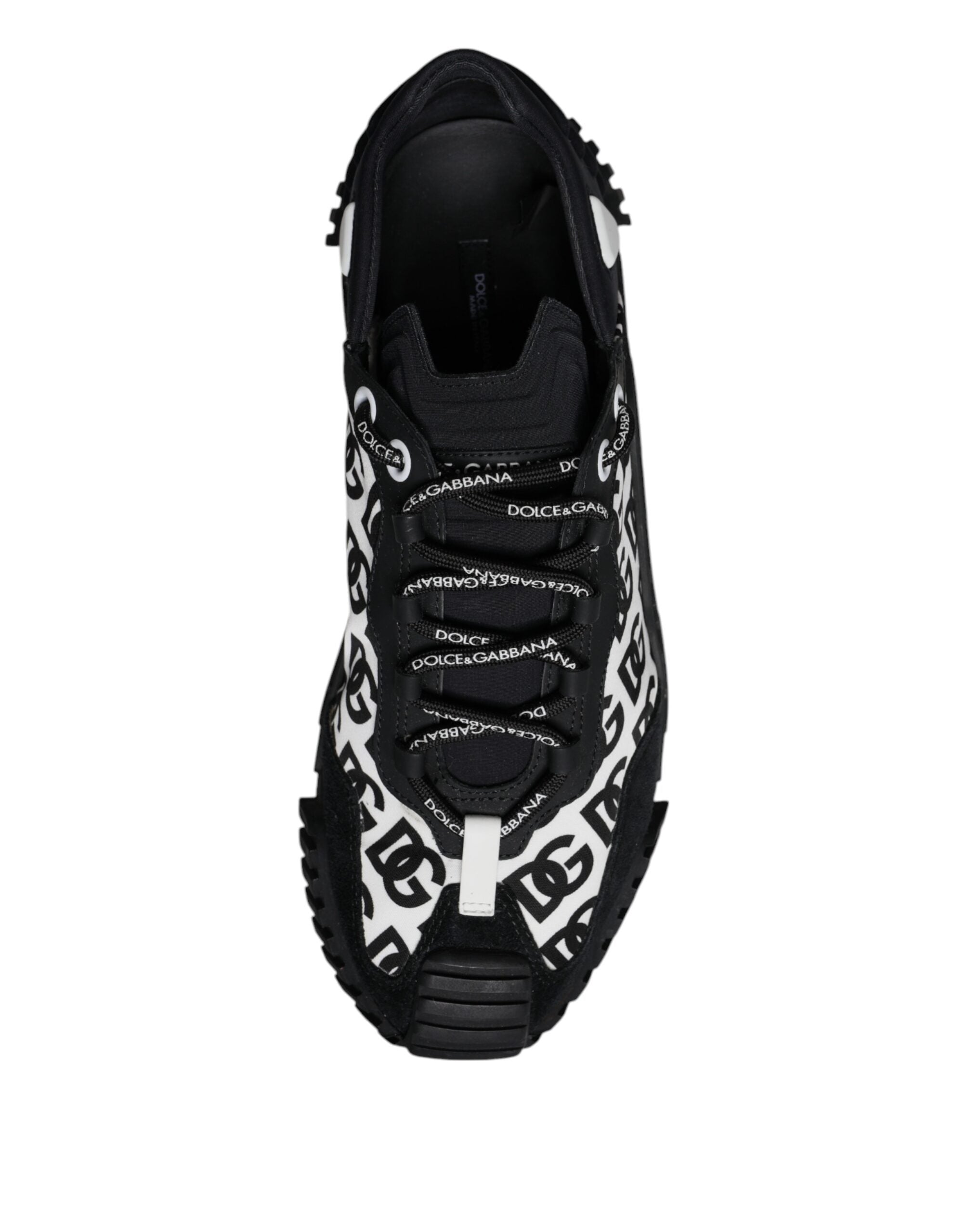 Baskets basses noires Dolce & Gabbana Logo avec lacets, chaussures de sport élégantes et modernes pour homme.