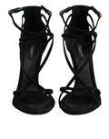 Sandales à talons stilettos en cuir noir de Dolce & Gabbana, chaussures élégantes pour femmes.