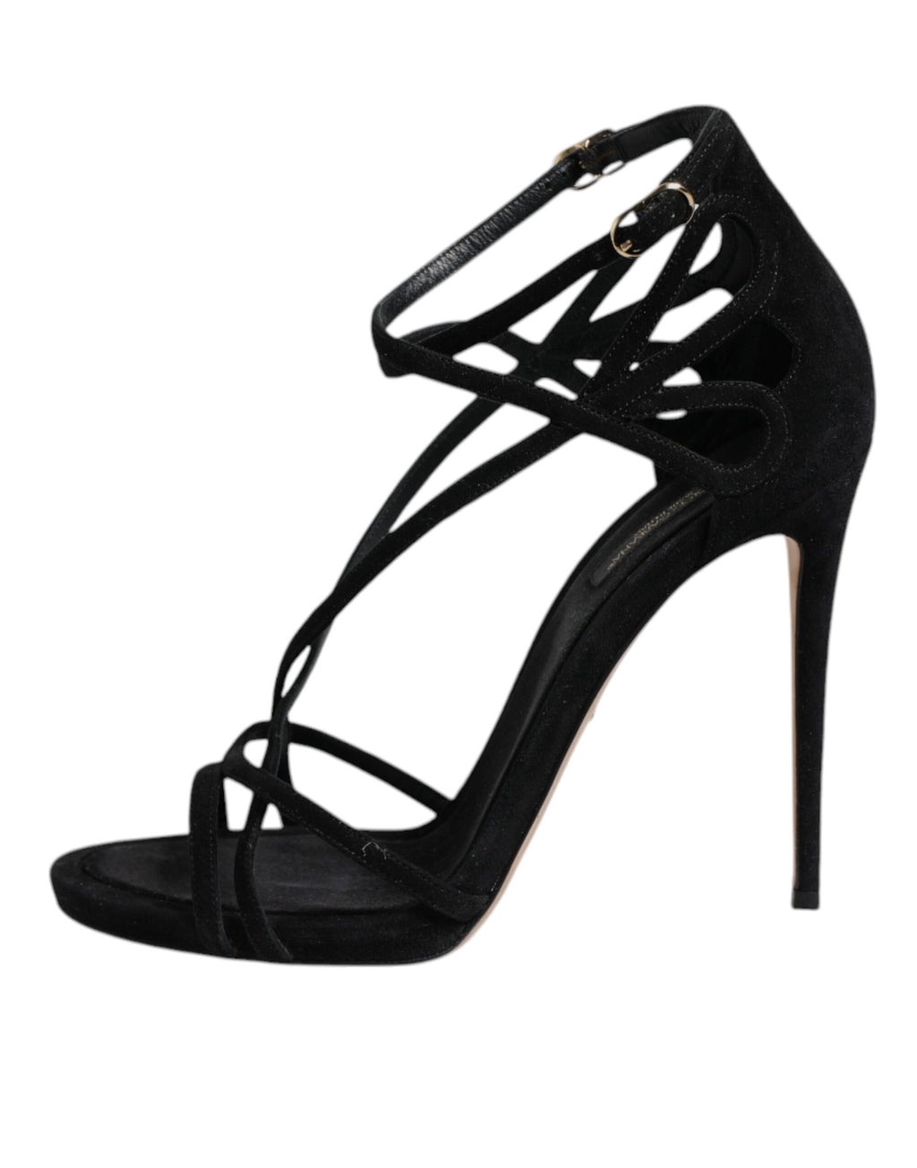 Sandales à talons aiguilles en cuir noir de Dolce & Gabbana, chaussures élégantes avec design sophistiqué et finitions soignées