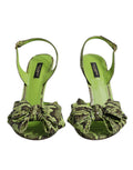 Sandales à talons Dolce & Gabbana en cuir de python vert, chaussures élégantes avec brides fines et semelle en cuir.