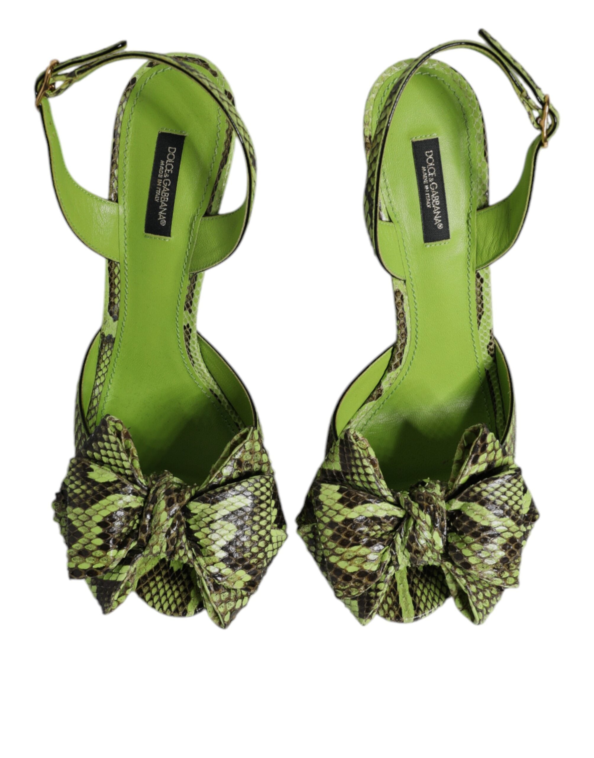 Sandales à talons en cuir de python vert Dolce & Gabbana, chaussures élégantes avec semelle fine et design sophistiqué