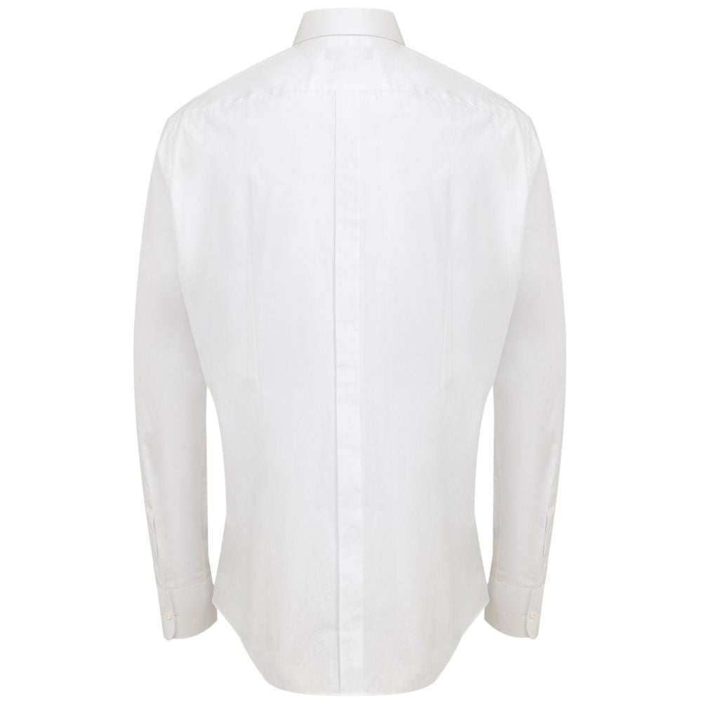 Chemise blanche en coton Dolce & Gabbana, classique et élégante, avec col boutonné et manches longues.