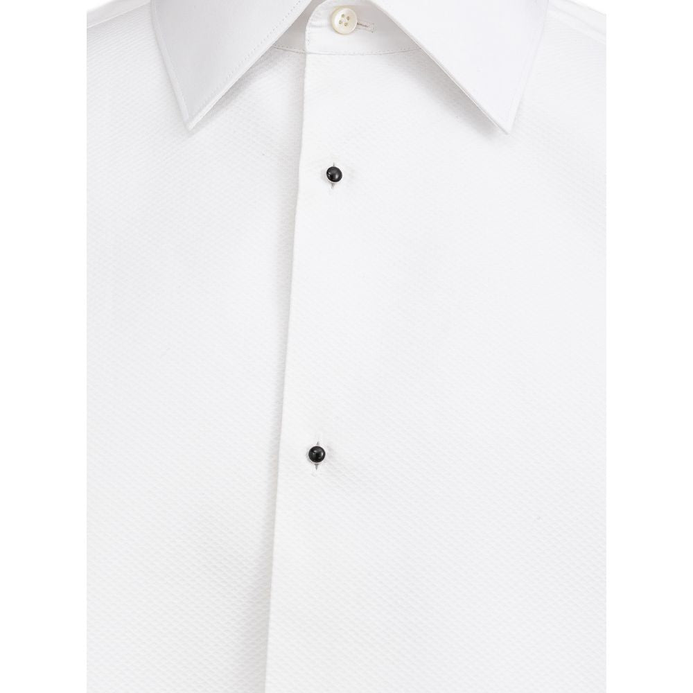 Chemise blanche en coton de Dolce & Gabbana, élégante et classique, avec col et boutons visibles.