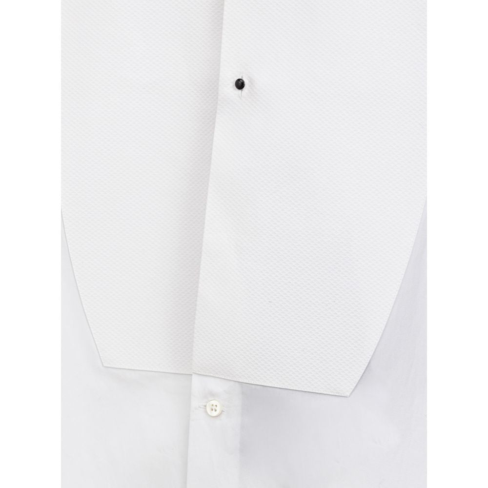 Chemise blanche en coton de Dolce & Gabbana avec col classique et boutons, vue de face.