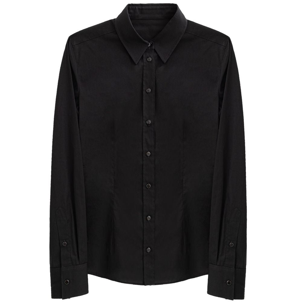 Chemise noire en coton de la marque Dolce & Gabbana, vêtement élégant pour homme, vue de face.