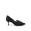 Chaussures Dolce & Gabbana en viscose noire, pompe élégante avec semelle fine et design sophistiqué.