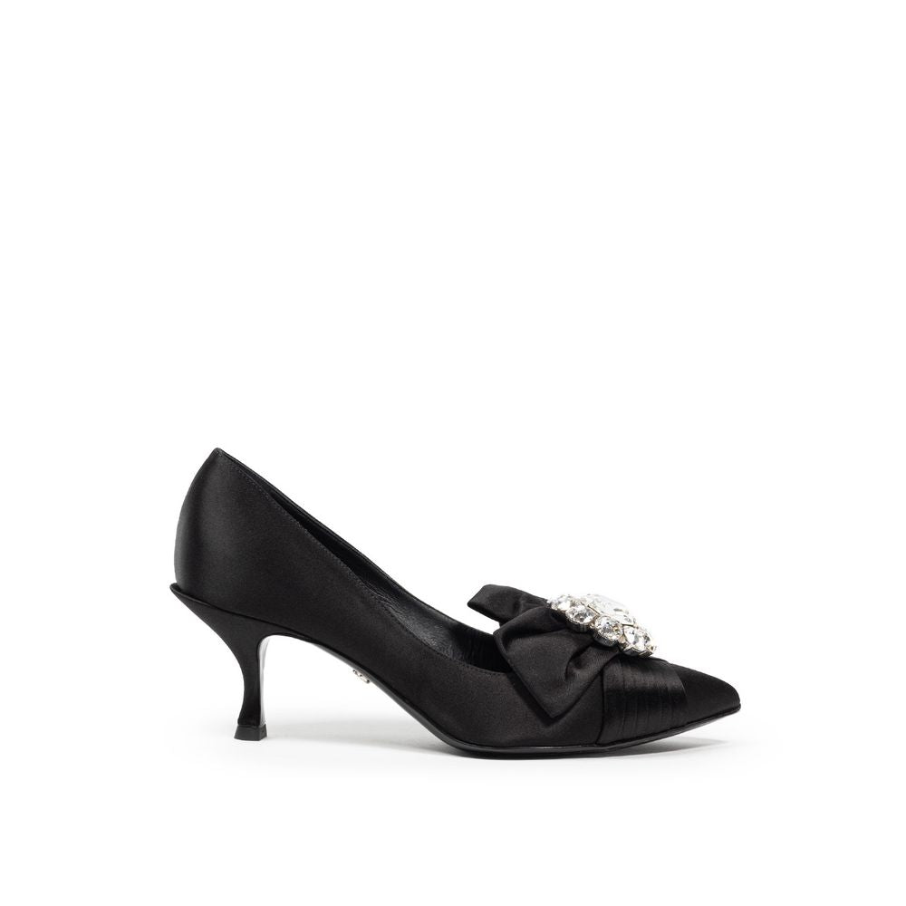 Chaussures Dolce & Gabbana en viscose noire, pompe élégante avec semelle fine et design sophistiqué.