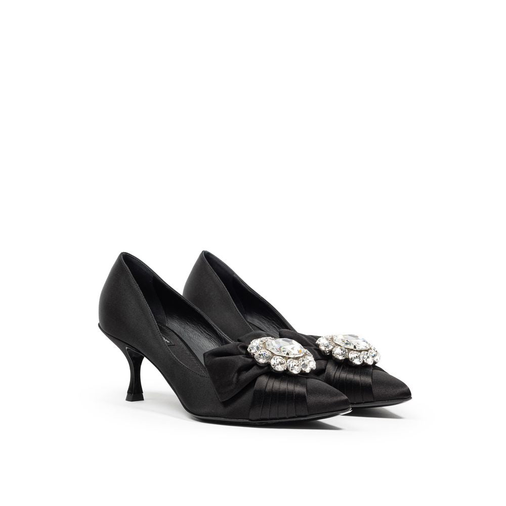 Chaussures Dolce & Gabbana en viscose noire, pompes élégantes pour femme, vues de face sur fond blanc.