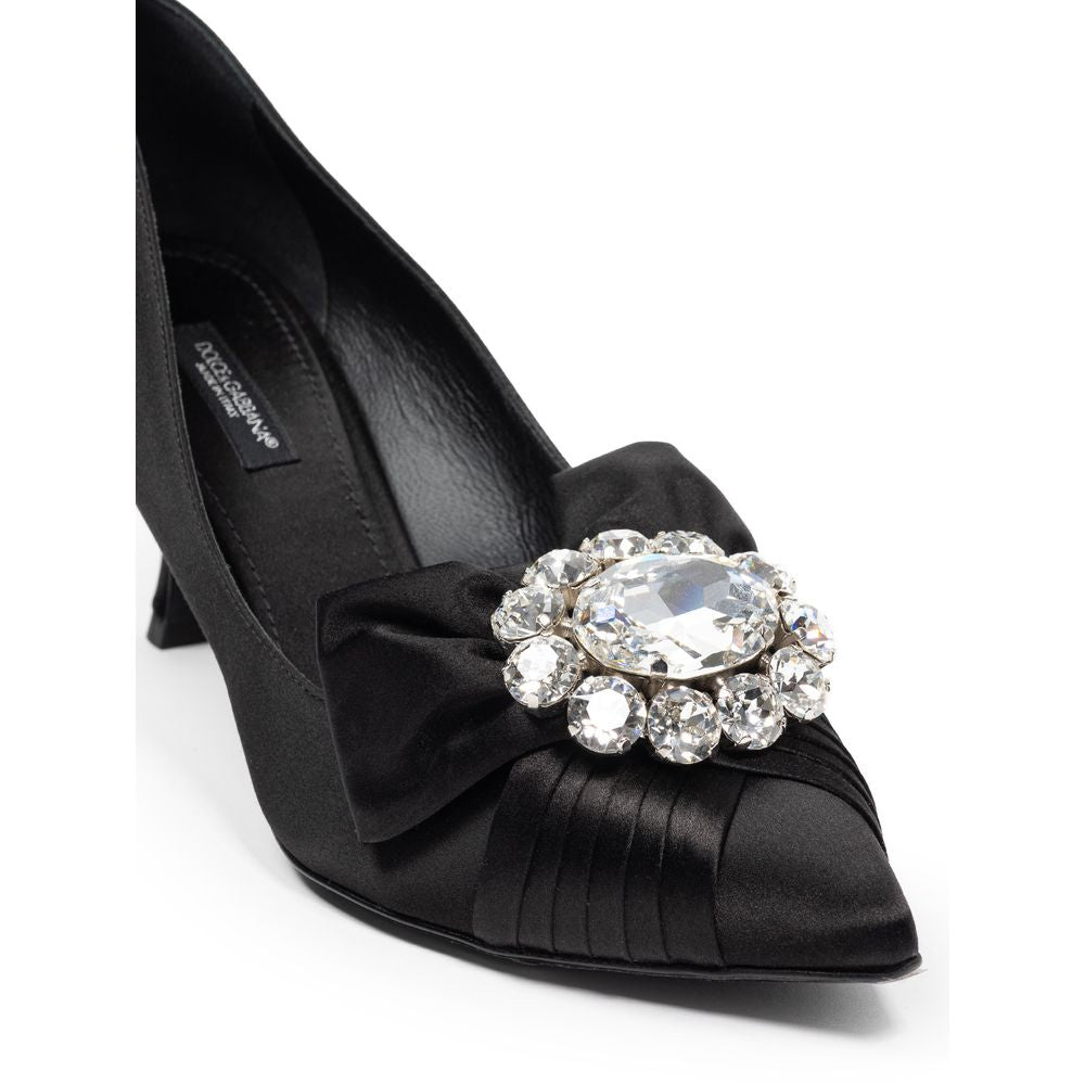 Chaussures Dolce & Gabbana en viscose noire, pompes élégantes pour femmes, vue de face.