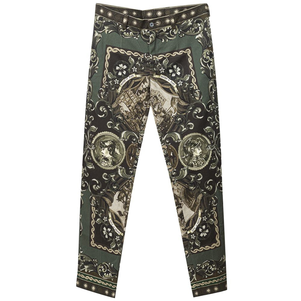 Pantalon décontracté en coton vert de Dolce & Gabbana, style casual avec coupe confortable, pour homme ou femme.