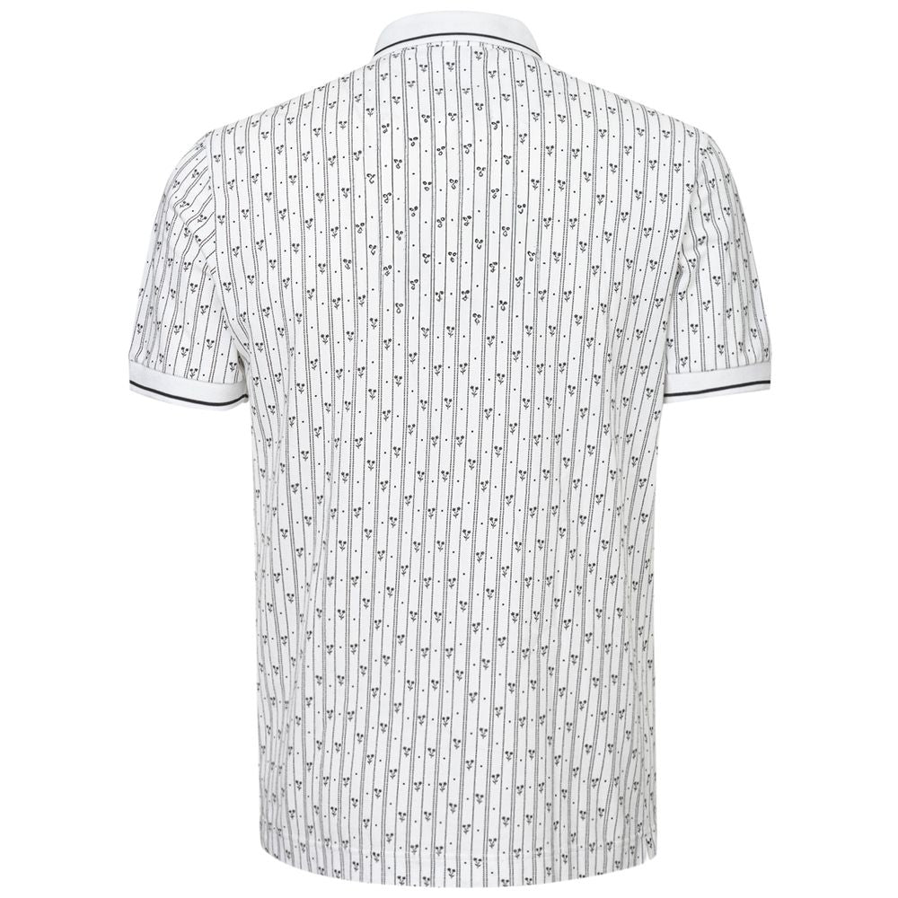 Chemise polo en coton blanc de Dolce & Gabbana, élégante et classique, visible en détail sur l'image.