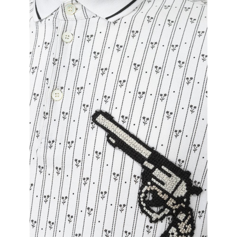 Chemise polo en coton blanc de Dolce & Gabbana, vêtement élégant avec col classique et logo discret.