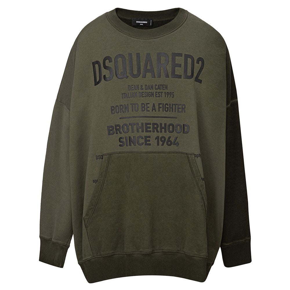Sweat-shirt en coton vert de la marque Dsquared², coupe décontractée et logo visible à l'avant, pour un style casual et confortable.