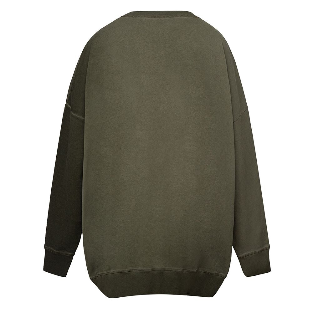 Sweatshirt en coton vert de Dsquared² avec logo, porté de face, style décontracté et confortable.
