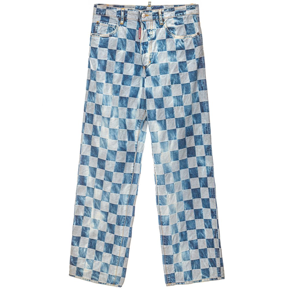 Jeans en coton bleu de coupe décontractée de la marque Dsquared², visible avec détails de couture et fermeture éclair.