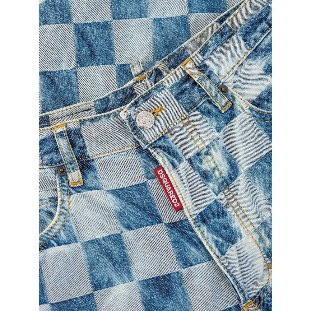 Jeans décontractés en coton bleu de Dsquared², coupe ajustée et style moderne, visibles dans l'image.