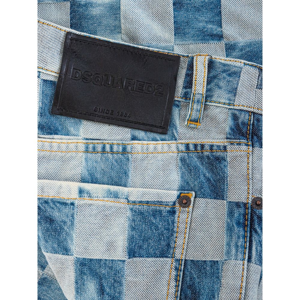 Jeans en coton bleu à coupe décontractée de Dsquared², vue de face, détails classiques et finition soignée.