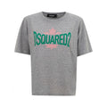 T-shirt en coton gris de la marque Dsquared², coupe classique, porté de face, détails simples et confortables.