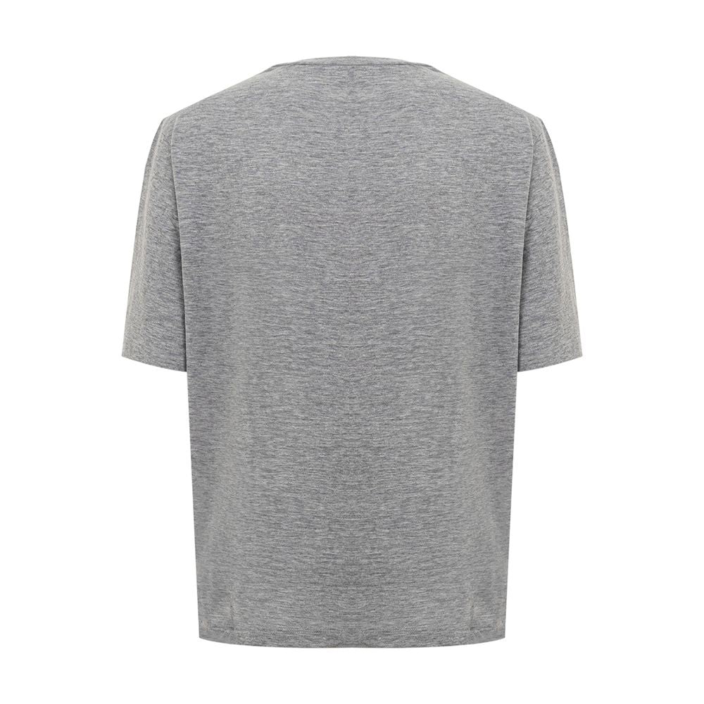 T-shirt gris en coton de la marque Dsquared², coupe classique, visible avec col rond et logo discret à l'avant.