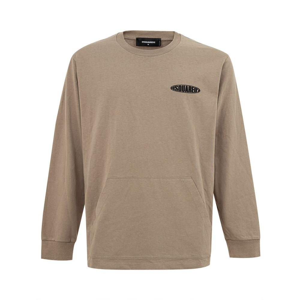 T-shirt en coton beige de la marque Dsquared², coupe classique et détail simple, vue frontale.