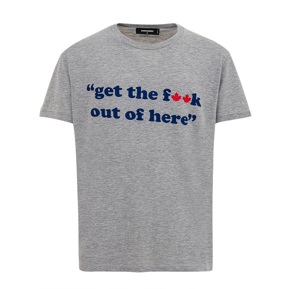 T-shirt gris en coton de la marque Dsquared², coupe classique avec logo discret sur le devant.