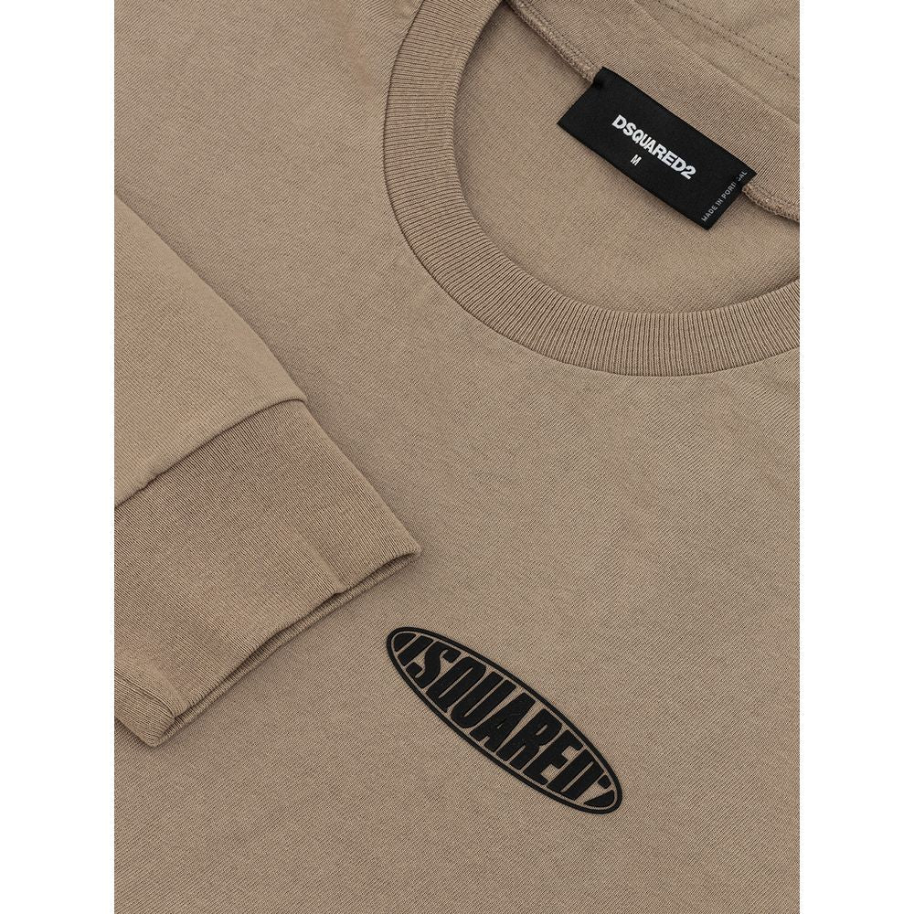 T-shirt en coton beige de la marque Dsquared², coupe décontractée, avec logo discret sur la poitrine.