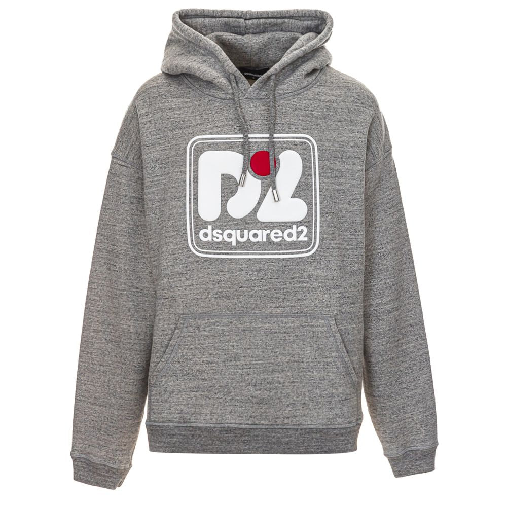 Sweat-shirt gris en coton de la marque Dsquared², coupe décontractée et logo visible à l'avant.