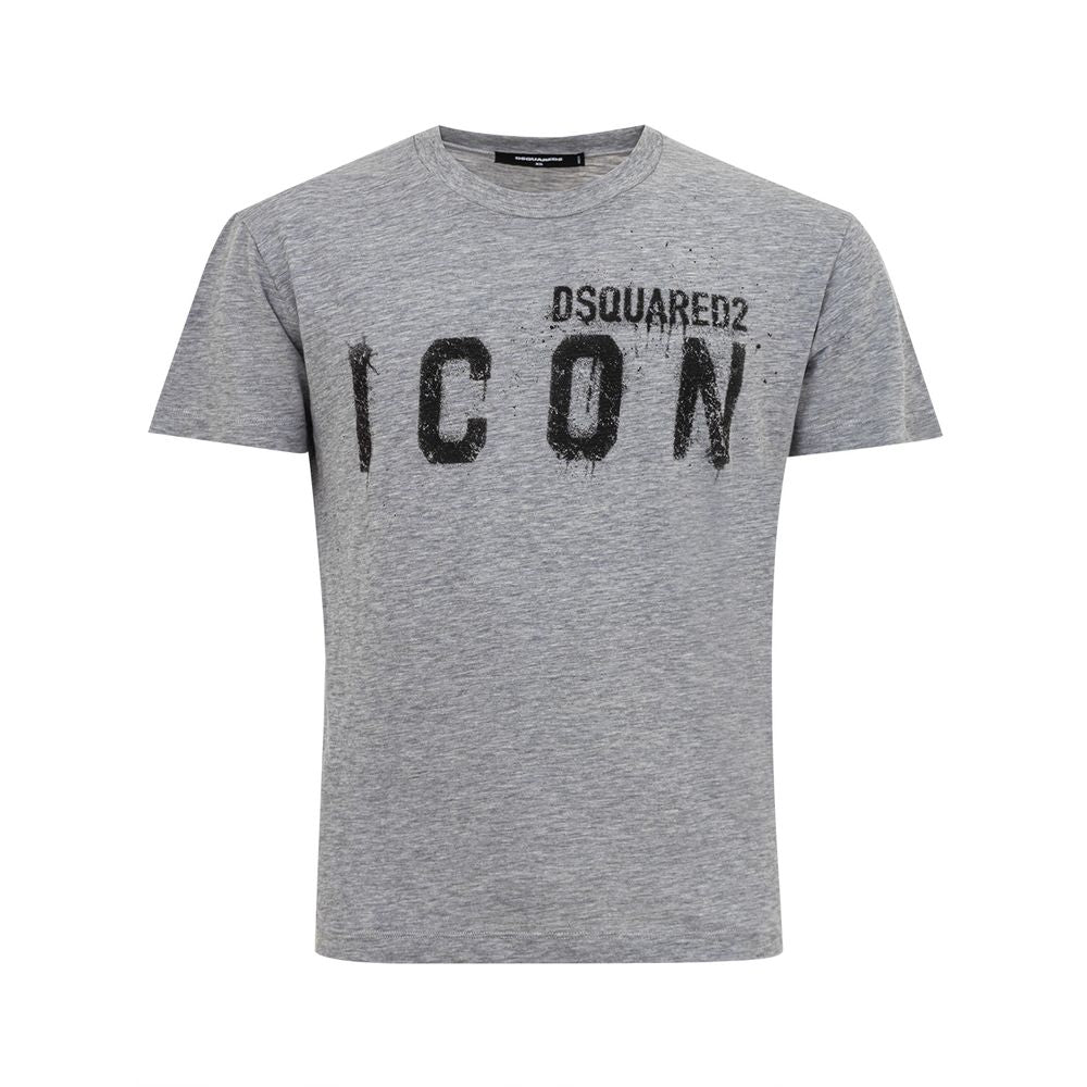 T-shirt en coton gris de la marque Dsquared², coupe décontractée et logo discret visible sur le devant.