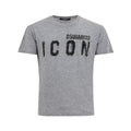 T-shirt en coton gris de la marque Dsquared², coupe décontractée et logo discret visible sur le devant.