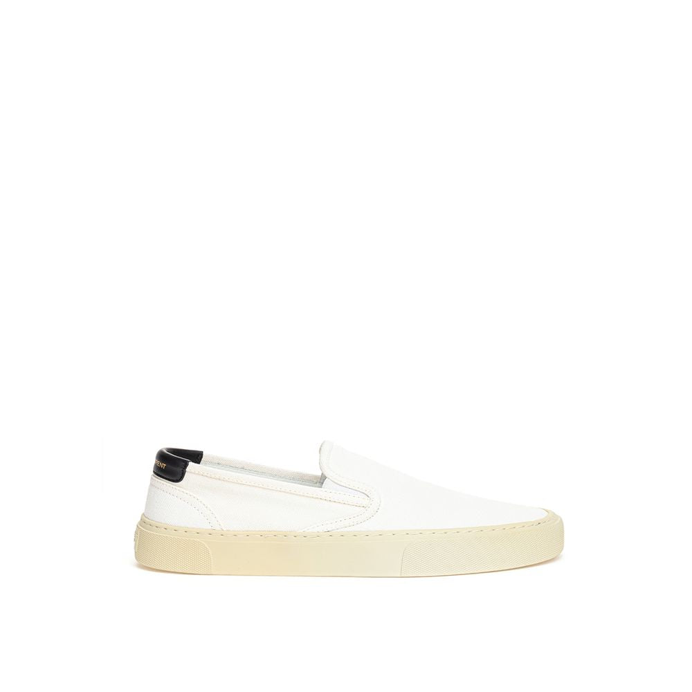 Baskets basses en coton blanc de Saint Laurent, chaussures de sport élégantes pour homme ou femme.