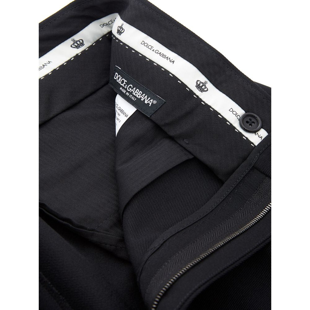 Pantalon de costume en polyester noir de Dolce & Gabbana, style élégant et moderne pour homme.