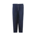 Pantalon décontracté en lin bleu de la marque Emporio Armani, coupe élégante et tissu léger pour un style casual.