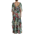Robe longue à fleurs bleues Dolce & Gabbana à plusieurs couches, style maxi avec motif floral élégant et fluide.
