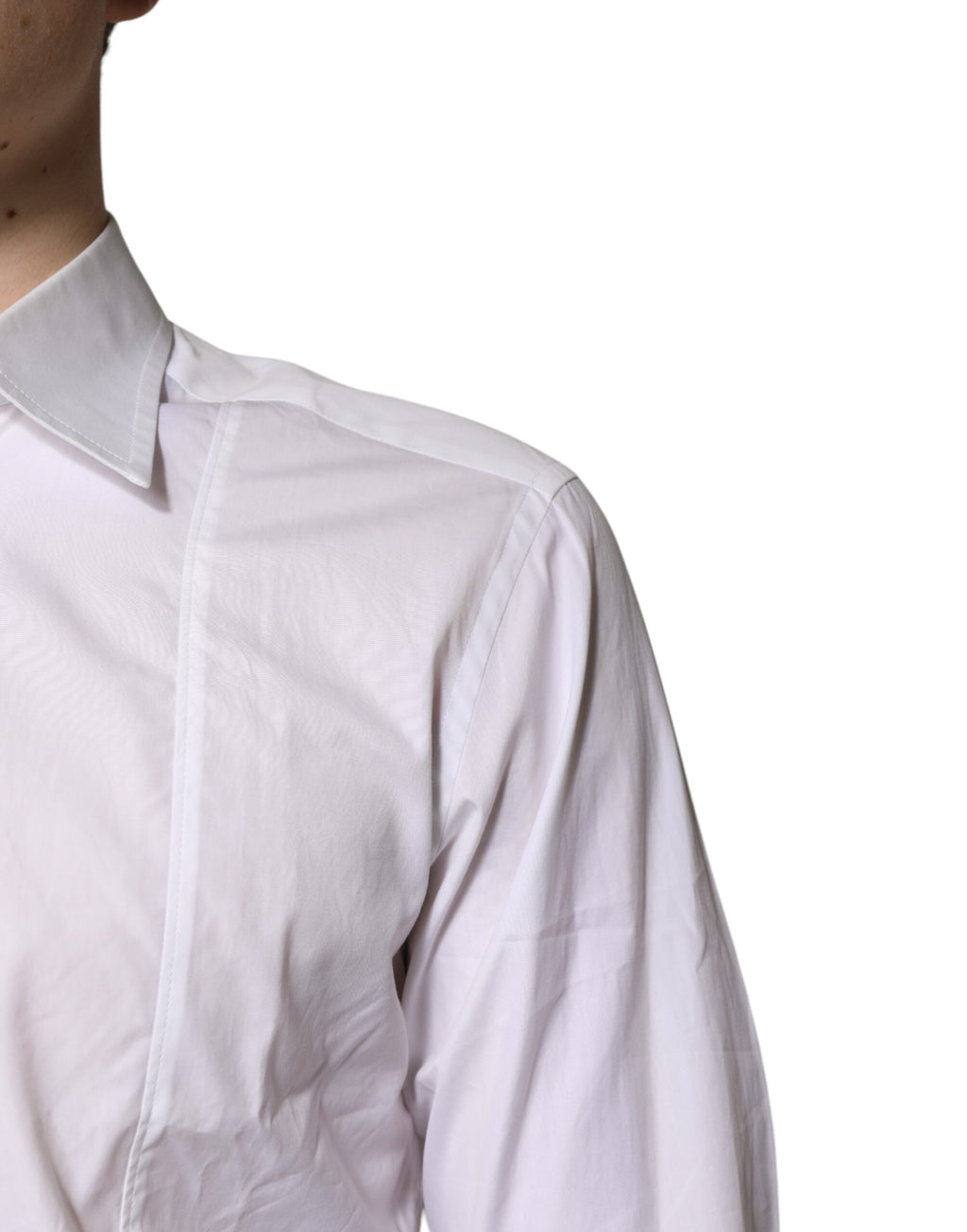 Chemise formelle blanche en coton de Dolce & Gabbana avec col, élégante et classique, pour homme ou femme.