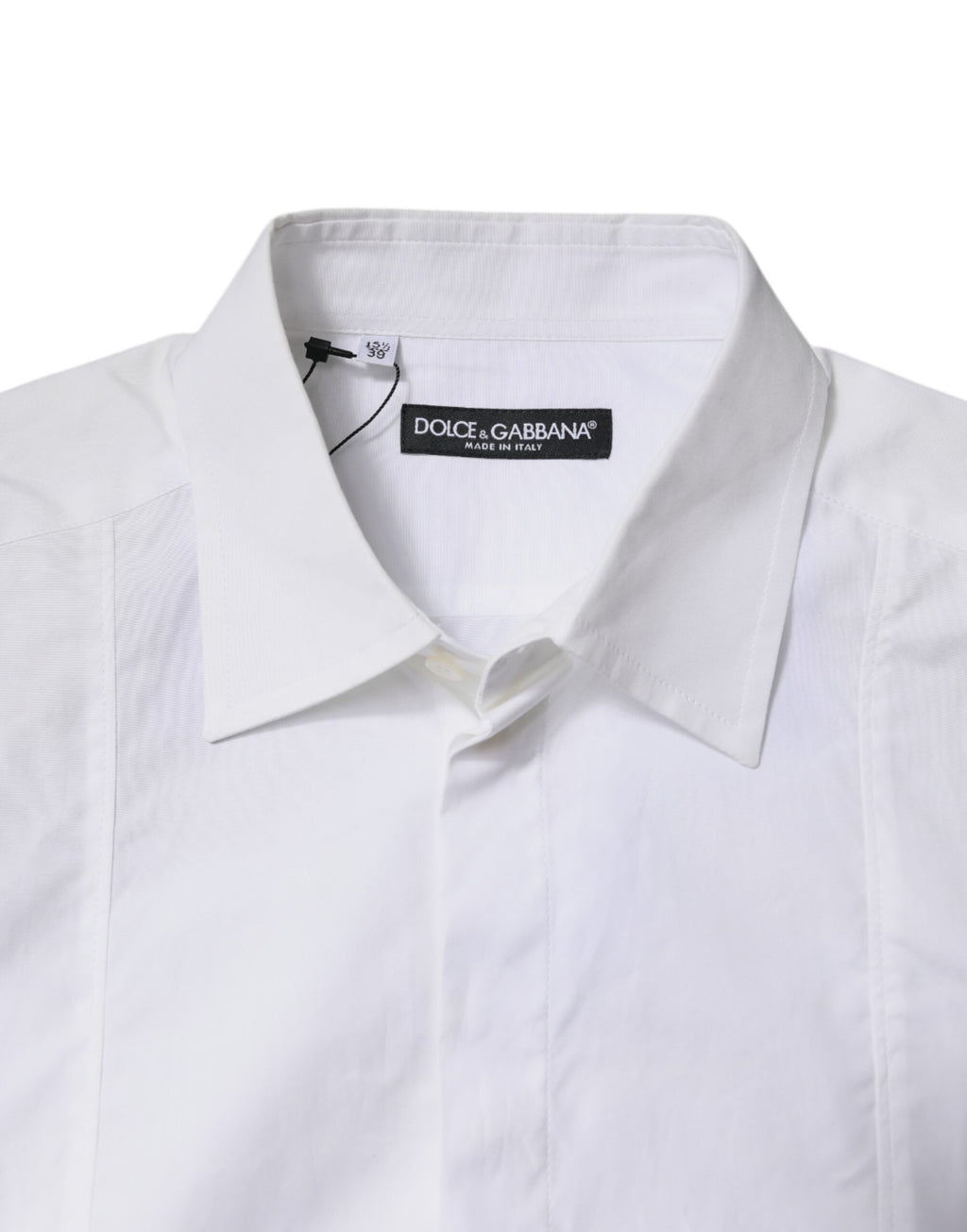 Chemise formelle blanche en coton de Dolce & Gabbana avec col, élégante et classique, pour femmes ou hommes.