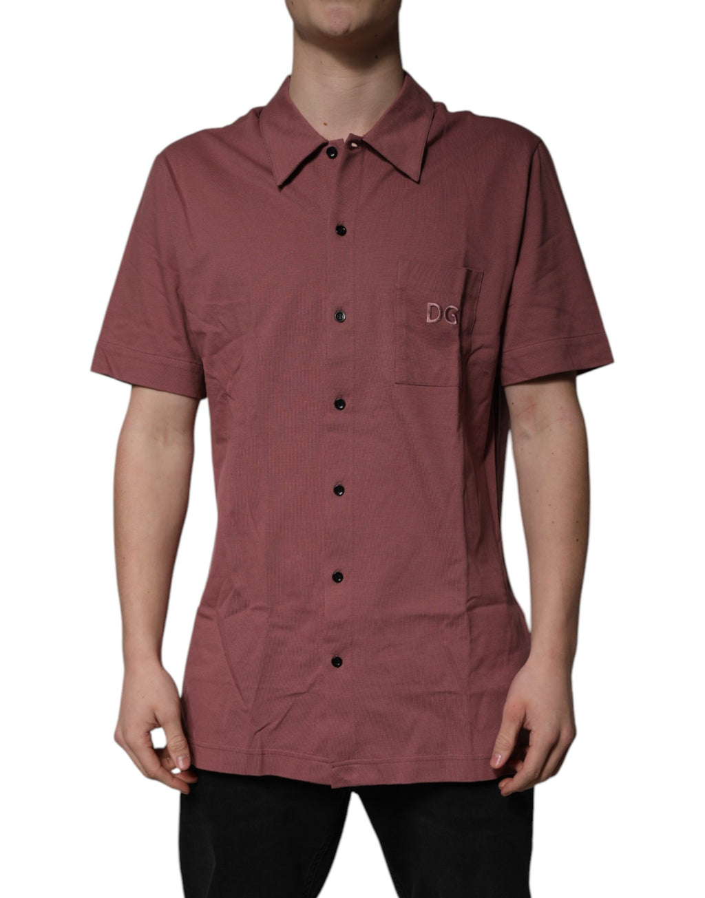 Chemise polo pour homme Dolce & Gabbana, boutonnière rose foncé, style décontracté, tissu léger et confortable.