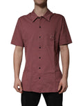 Chemise polo décontractée pour homme Dolce & Gabbana, boutonnière rose foncé, coton, style élégant et casual
