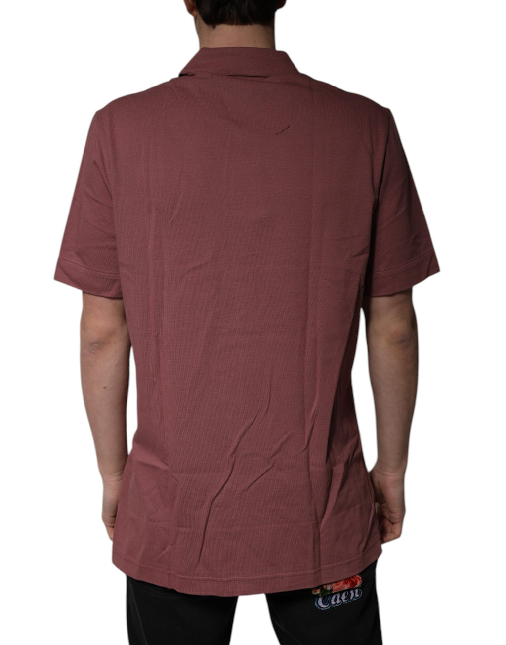 Chemise polo décontractée pour homme Dolce & Gabbana, boutonnière rose foncé, style élégant et casual, en tissu confortable.
