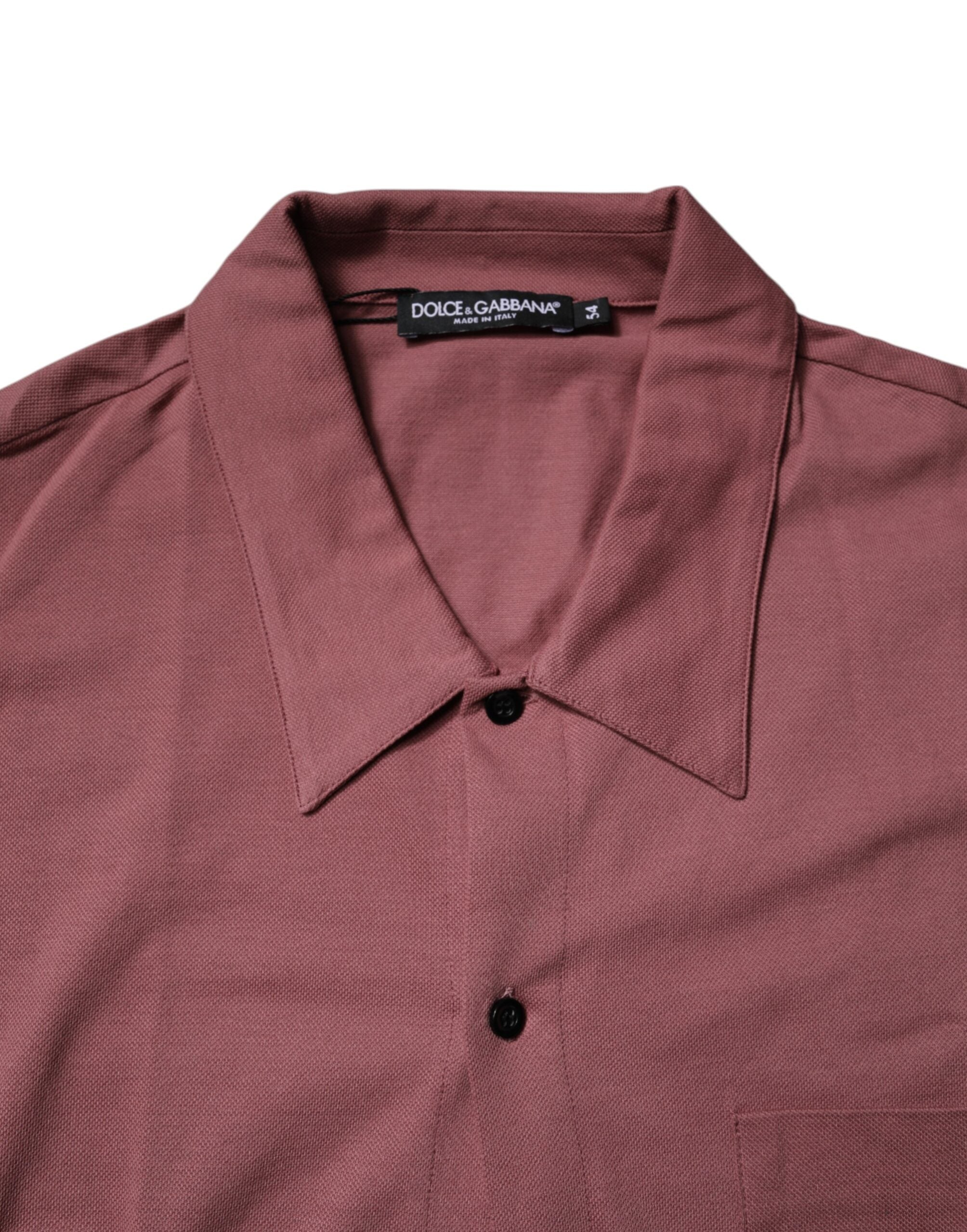 Chemise polo décontractée Dolce & Gabbana pour homme, boutonnière rose foncé, style casual, tissu en coton.