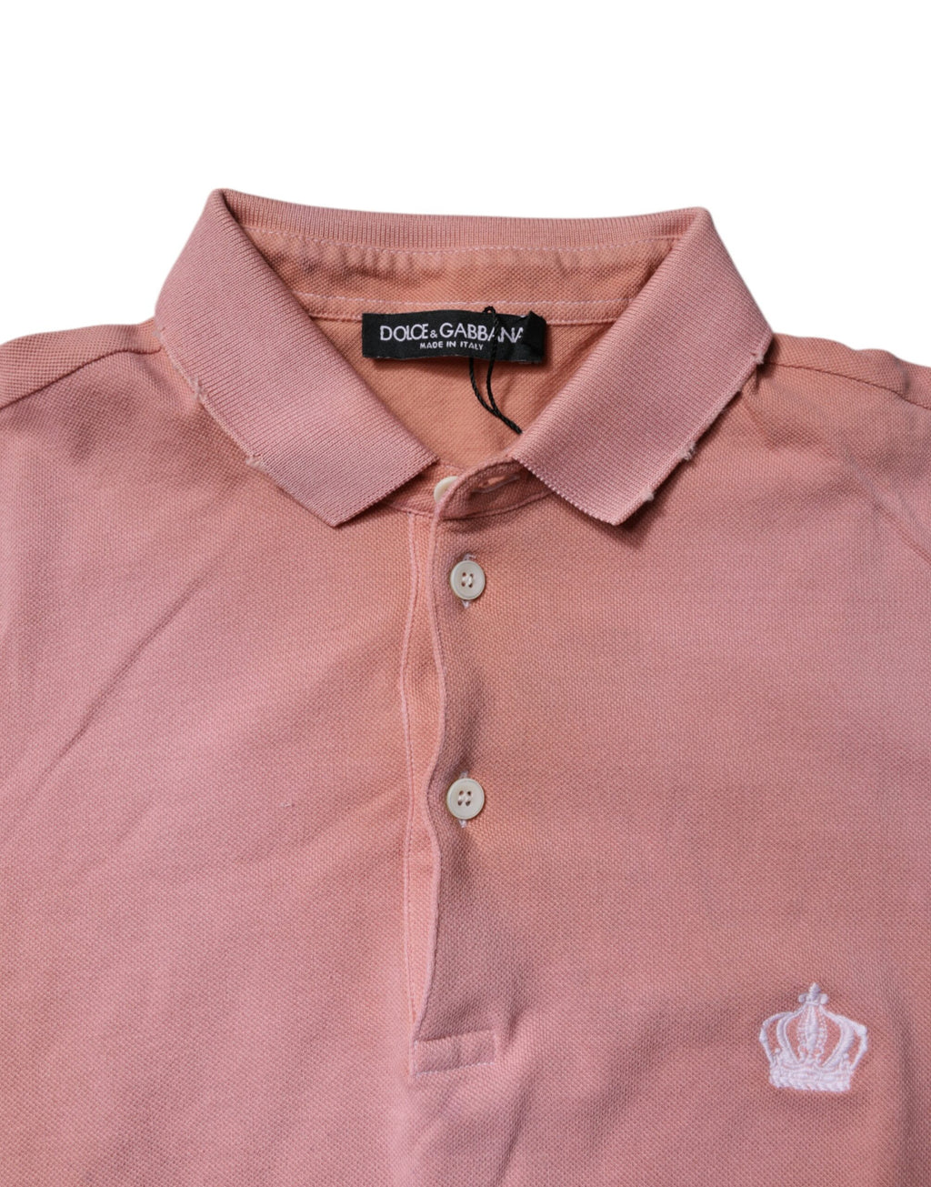 T-shirt Polo rose en coton Dolce & Gabbana avec col à couronne, style élégant et décontracté, vue de face.