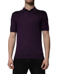 T-shirt polo col montant en cachemire violet Dolce & Gabbana, avec col élégant et logo discret sur la poitrine.