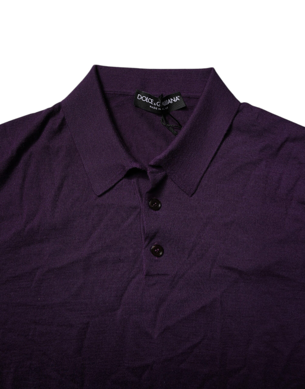 Polo homme Dolce & Gabbana Violet en cachemire avec col, tissu doux et élégant, vue de face.