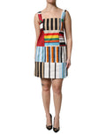 Robe sans manches Dolce & Gabbana en coton à rayures multicolores, style élégant et coloré, vue de face.