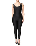 Combinaison sans manches noire Dolce & Gabbana pour femme, coupe bodycon ajustée, élégante et moderne.