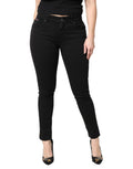 Jeans skinny en coton noir à taille moyenne de Dolce & Gabbana, coupe ajustée et détails classiques en denim.