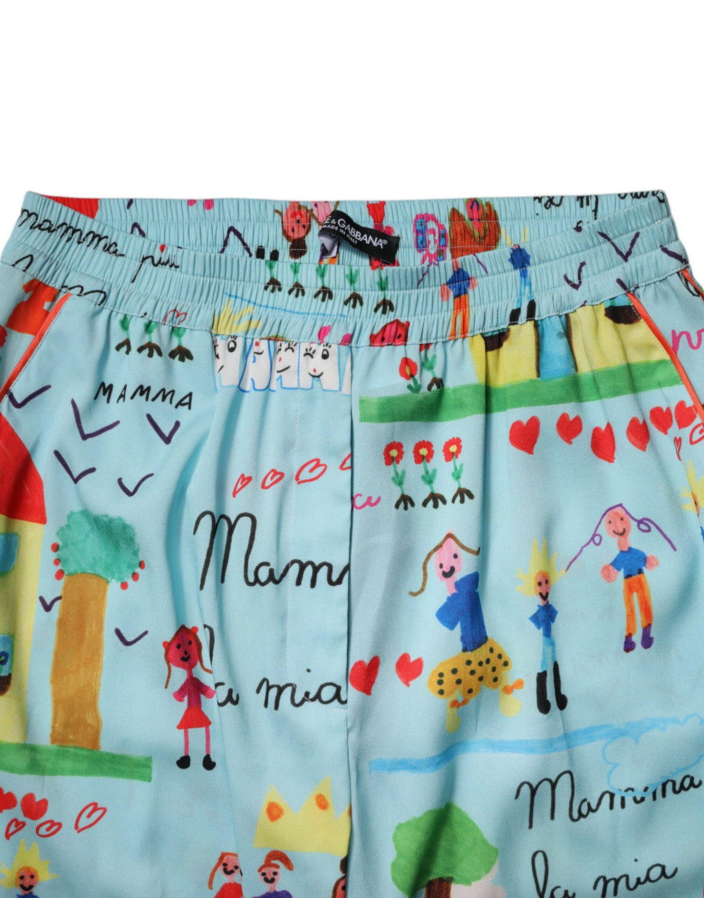Pantalon ample à taille moyenne de Dolce & Gabbana Light Blue, coupe large, en tissu léger, style décontracté et élégant.