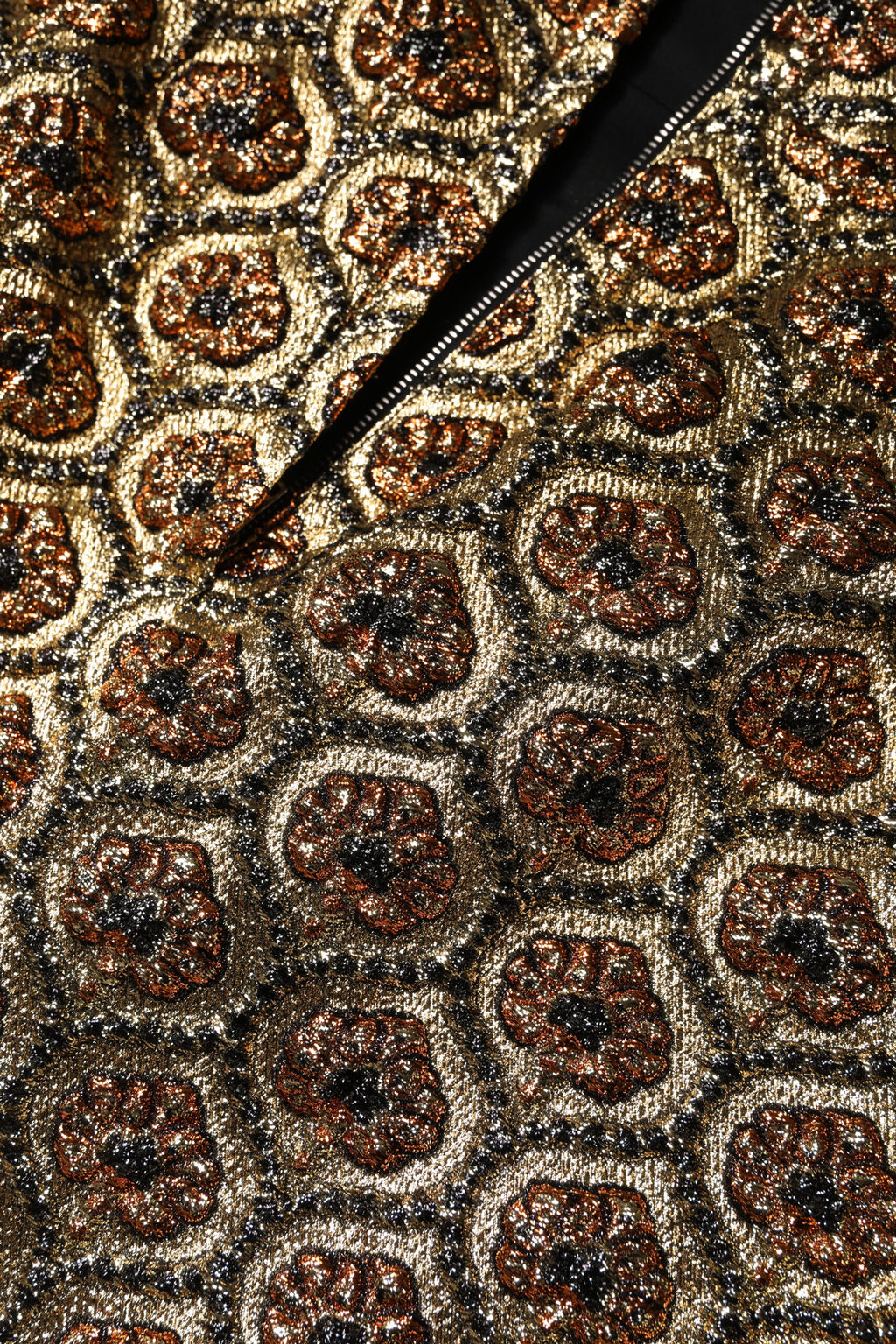 Jupe courte en polyester à broderie brocart marron de Dolce & Gabbana, coupe en ligne A.