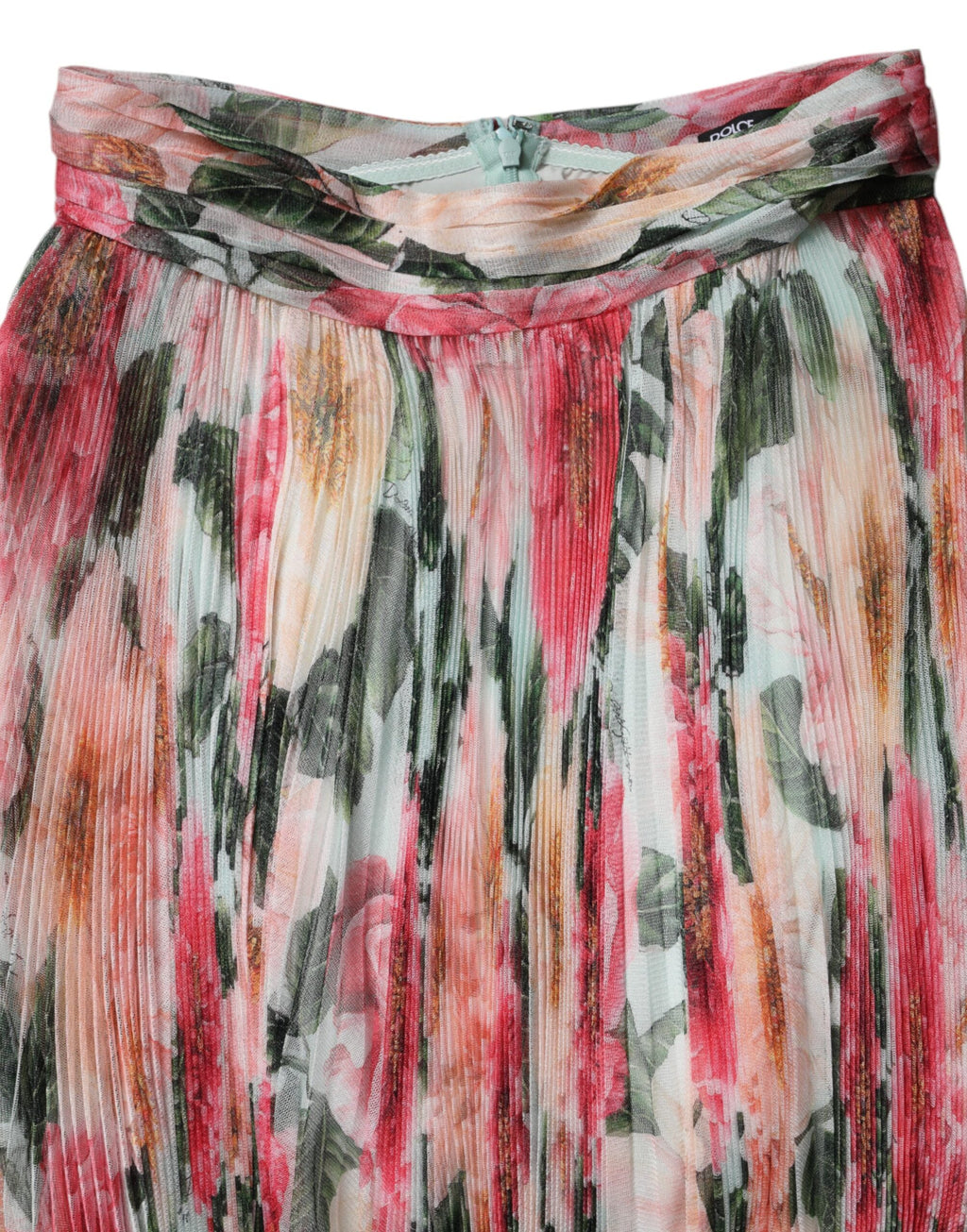 Jupe midi en soie à fleurs multicolores de haute taille de Dolce & Gabbana, avec motif floral élégant et coupe flatteuse.