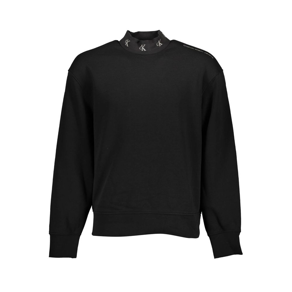 Sweat-shirt noir pour hommes de Calvin Klein en coton, vue de face, décontracté et confortable.